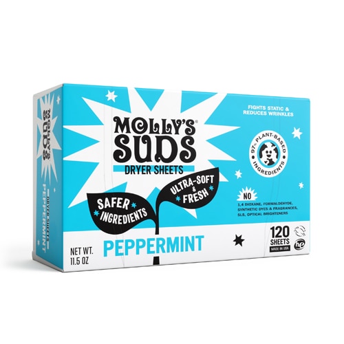 Molly's Suds Fabric Softener Dryer Sheets Peppermint