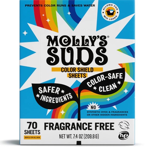Molly's Suds Laundry Color Shield Washer Sheets Fragrance Free