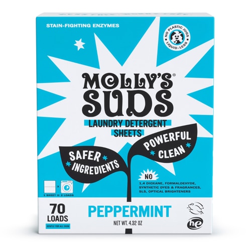 Molly's Suds Laundry Detergent Sheets 70 Loads Peppermint