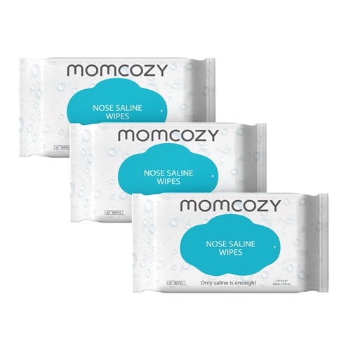 Momcozy Nose & Face Baby Wipes Natural Saline 3 Packs - 30 Wipes Per Pack