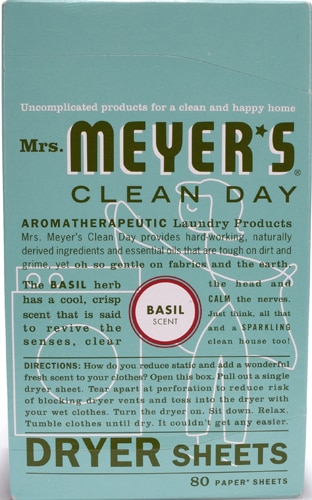 Mrs. Meyer's Clean Day Dryer Sheets Basil