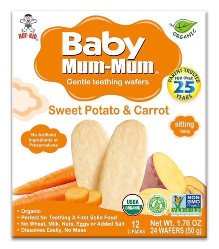 Mum-Mum Baby Teething Wafers Organic Sweet Potato & Carrot