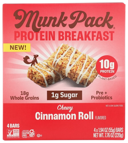 Munk Pack Probiotic Protein Breakfast Bar Chewy Cinnamon Roll