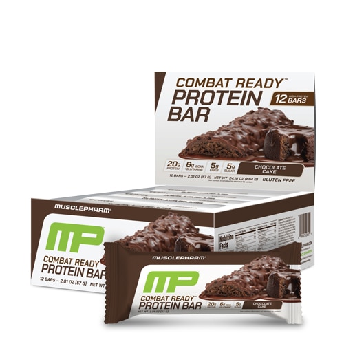 MusclePharm Combat Ready Protein Bar - 20 g Protein Chocolate Cake