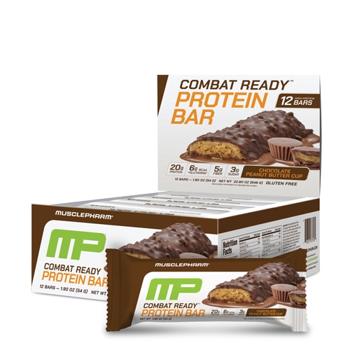MusclePharm Combat Ready Protein Bar - 20 g Protein Chocolate Peanut Butter Cup