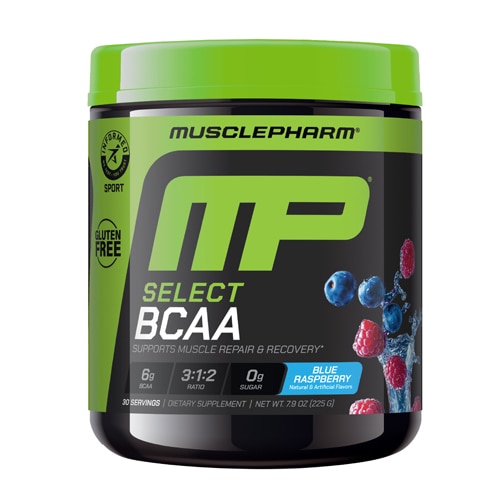 MusclePharm Select BCAA Powder - Informed Sport Certified - 30 Servings Blue Raspberry
