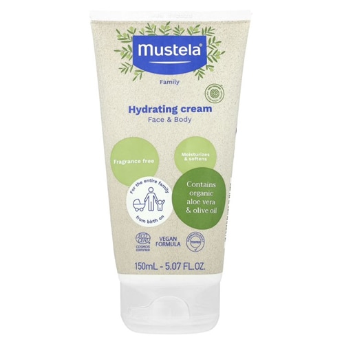 Mustela Hydrating Cream Vegan Organic Aloe Vera & Olive Oil Fragrance Free