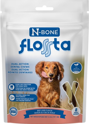 N-Bone Flossta Dual Action Dental Dog Chews Beef Liver