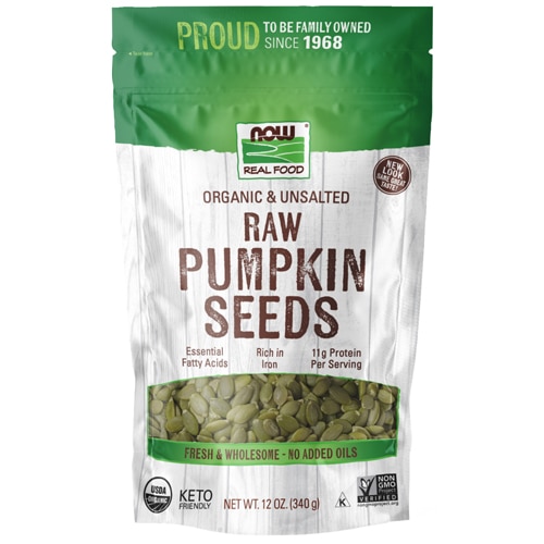 NOW Foods Organic & Unsalted Raw Pumpkin Seeds