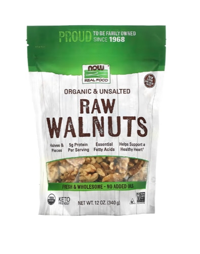 NOW Foods Organic Raw Walnuts Unsalted