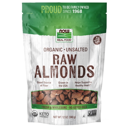 NOW Foods Organic Shelled Almonds Raw Unsalted