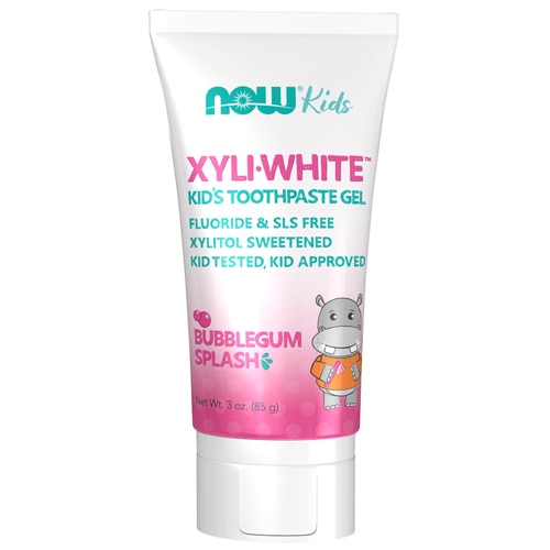 NOW Kids XyliWhite Toothpaste Gel Fluoride Free Bubblegum Splash