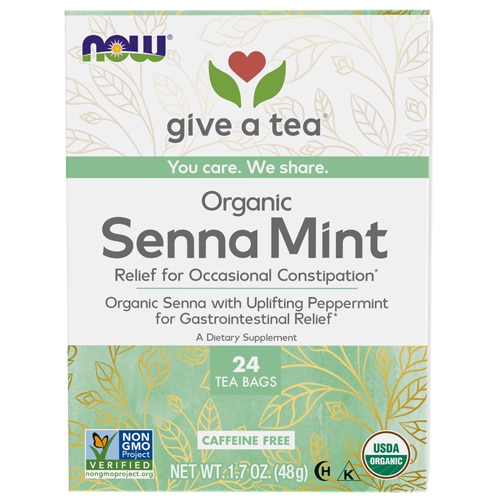 NOW Organic Herbal Tea Senna Mint