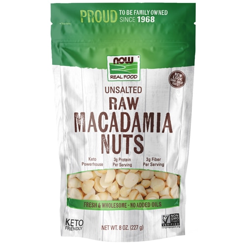 NOW Real Food Macadamia Nuts Raw & Unsalted