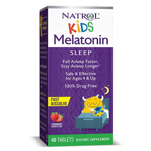 Natrol Kids Melatonin Fast Dissolve Tablets with Lemon Balm for Children Ages 4 and Up Drug Free Strawberry Flavored