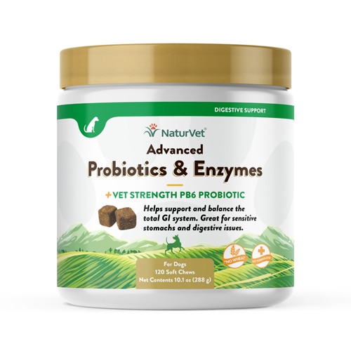 NaturVet Advanced Probiotics & Enzymes Plus Vet Strength PB6 Probiotic for Dogs