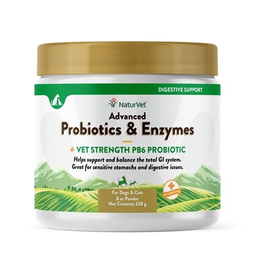 NaturVet Advanced Probiotics & Enzymes Powder Plus Vet Strength PB6 Probiotic for Dogs