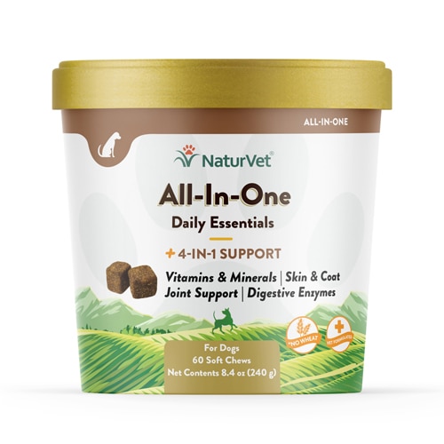 NaturVet All-In-One Support Multivitamin - Skin & Coat - Joint Support - Digestive Enzymes for Dogs