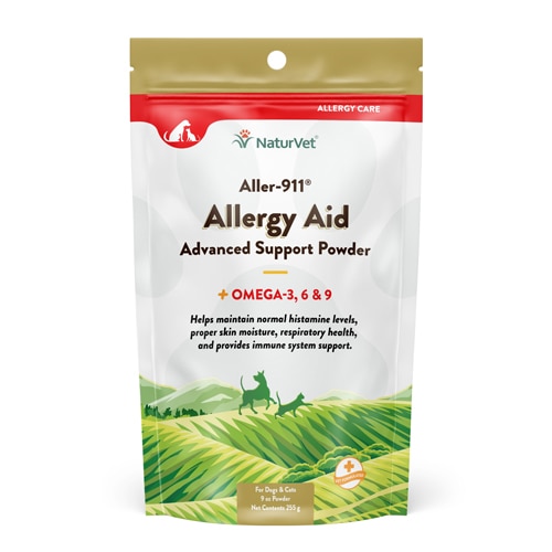 NaturVet Aller-911 Allergy Aid Advanced Support Powder Omega-3 6 & 9 Dogs & Cats