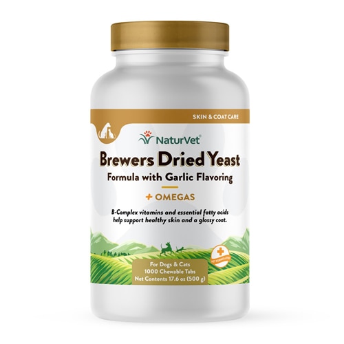 NaturVet Brewers Dried Yeast Formula with Garlic Flavoring Plus Omegas for Dogs & Cats