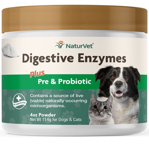 NaturVet Digestive Enzymes Plus Probiotic Powder for Dogs & Cats