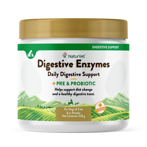 NaturVet Digestive Enzymes Plus Probiotic Powder for Dogs & Cats