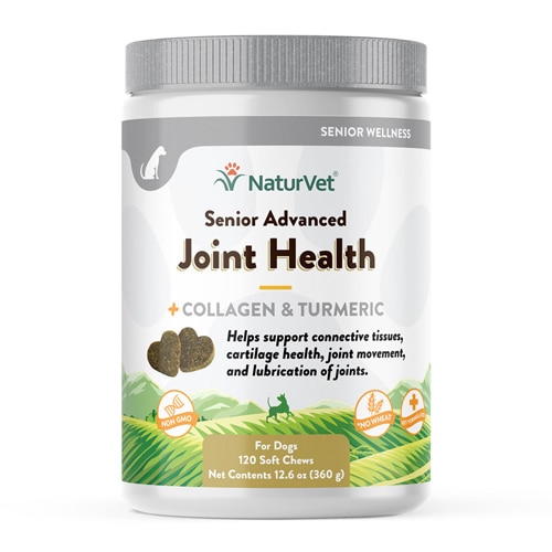 NaturVet Senior Advanced Joint Health Collagen Turmeric Glucosamine for Dogs