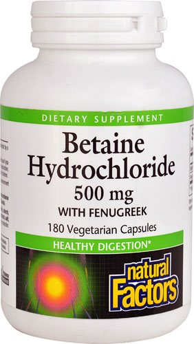 Natural Factors Betaine Hydrochloride with Fenugreek