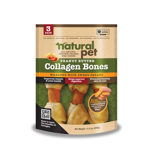 Natural Pet Collagen Bones Protein Packed Dog Chews Peanut Butter Sweet Potato