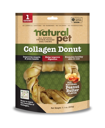 Natural Pet Collagen Donut Natural Protein-Packed Dog Chew Peanut Butter