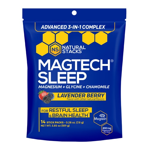 Natural Stacks MagTech Sleep with Magnesium Glycine & Chamomile Lavender Berry