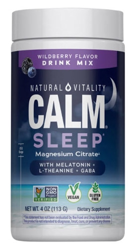 Natural Vitality Calm Sleep Magnesium Citrate With Melatonin L-Theanine GABA Powder Drink Mix Wildberry