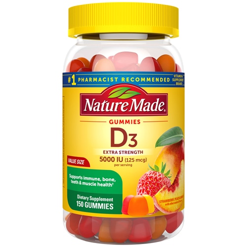 Nature Made 125mcg Vitamin D Gummies Strawberry Peach & Mango