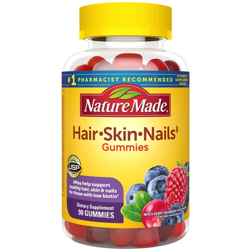 Nature Made Hair-Skin-Nails Adult Gummies Mixed Berry Cranberry & Blueberry