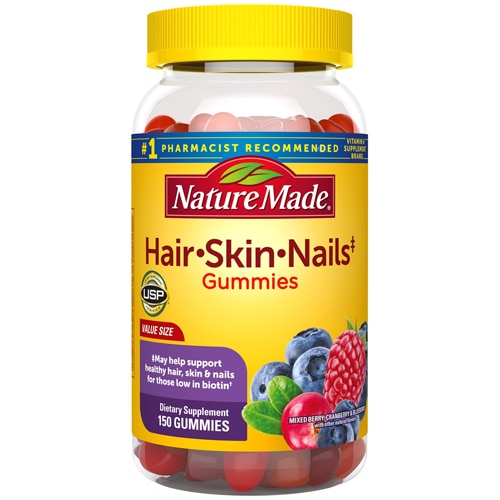 Nature Made Hair Skin Nails Adult Gummies Mixed Berry, Cranberry & Blueberry