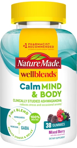 Nature Made Wellblends Calm Mind & Body Stress Relief Aswagandha Gummies with GABA & Magnesium Citrate