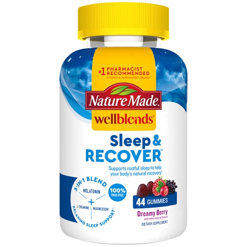 Nature Made Wellblends Sleep & Recover Sleep Aid Melatonin L Theanine Magnesium