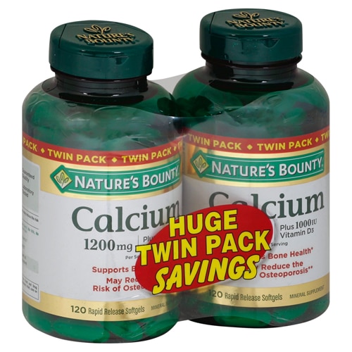 Nature's Bounty Calcium Plus Vitamin D3 120 Softgels Twin Pack