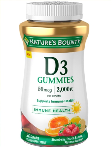 Nature's Bounty D3 Gummies Strawberry Orange & Lemon