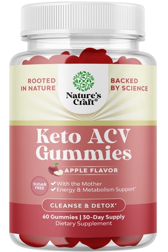 Nature's Craft Apple Cider Vinegar Gummies With the Mother Sugar Free Apple