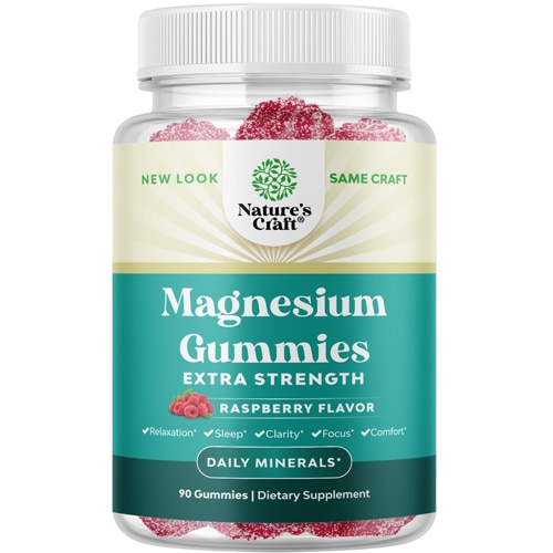 Nature's Craft Magnesium Gummies Extra Strength Raspberry