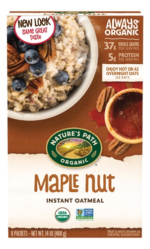 Nature's Path Organic Instant Hot Oatmeal Maple Nut