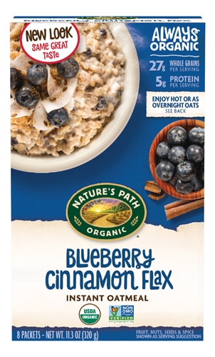 Nature's Path Organic Instant Hot Oatmeal Optimum Power Cinnamon Blueberry Flaxseed