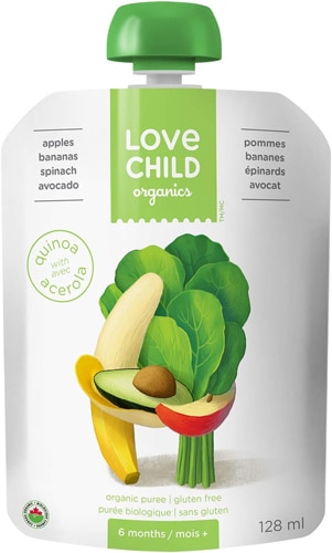 Nature's Path Organic Love Child Superblends Baby Puree Apples Bananas Spinach Avocado