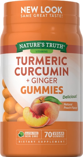 Nature's Truth Turmeric Curcumin & Ginger Gummies Natural Peach