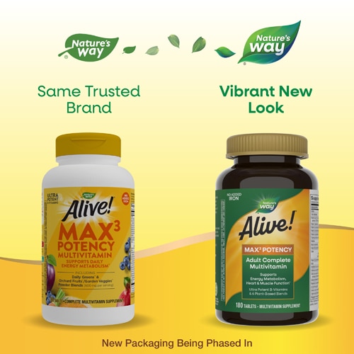 Nature's Way Alive! Max3 Potency Adult Complete Multivitamin - No Added Iron