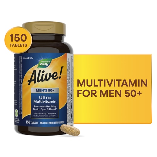 Nature's Way Alive! Men's 50+ Daily Ultra Multivitamin - Vitamins C-D3-B12-E-Magnesium