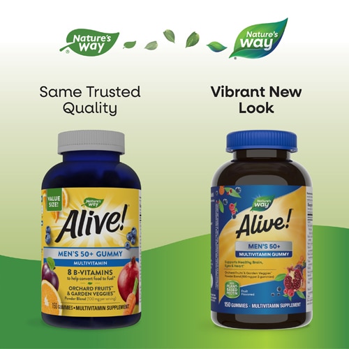 Nature's Way Alive! Men's 50+ Gummy Multivitamin - Vitamins C-D3-B12-E-Zinc