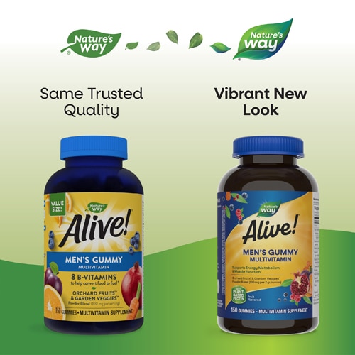 Nature's Way Alive! Men's Gummy Multivitamin - Vitamins C-D3-B12-E-Zinc-Biotin