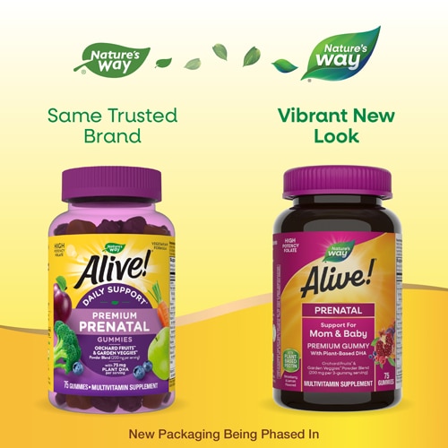 Nature's Way Alive! Prenatal Premium Gummy Multivitamin - Plant-Based DHA - Vegetarian